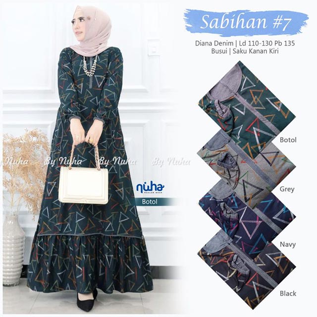 Gamis Wanita Calvin Jeans Diana Busui Tebal Melar Nyaman di Pakai Fane Levila Gamis Muslim Kekinian-SABIHAN 7 BOTOL