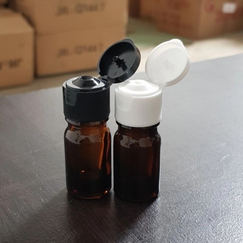 botol kaca 5ml coklat tebal tutup fliptop