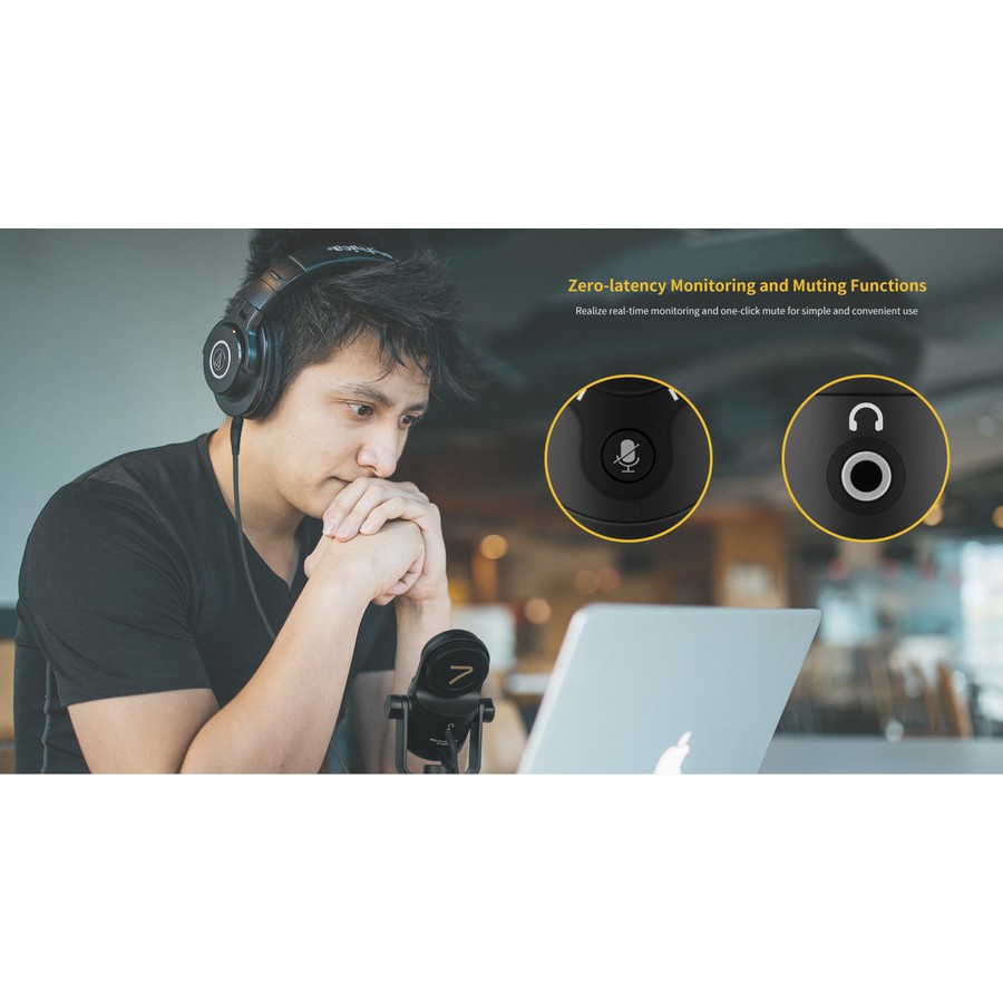 7Ryms Mini Condenser USB Microphone With Zero Latency Monitoring Mic