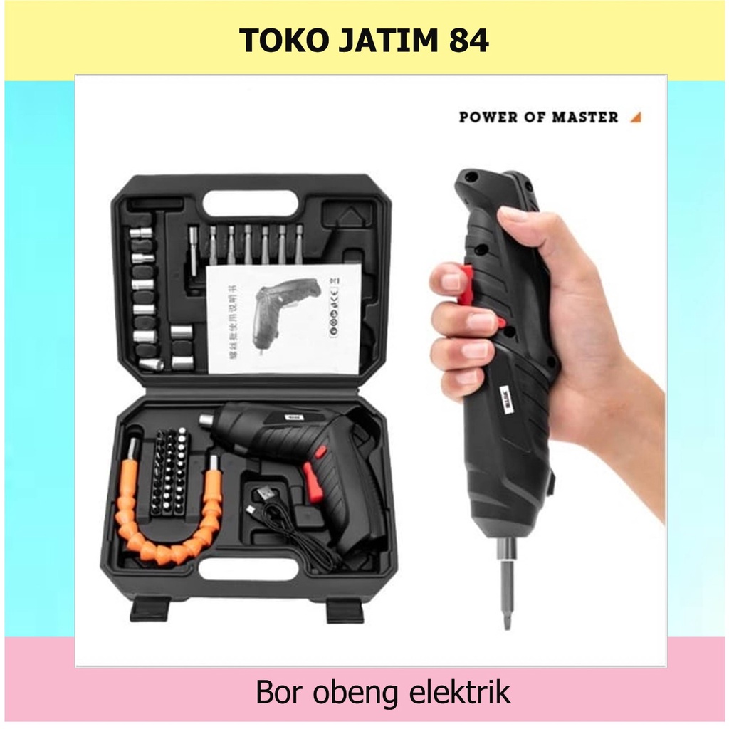 Mesin Bor Listrik Murah Obeng Bor Cordless Mini 49 Pcs Set Screwdriver