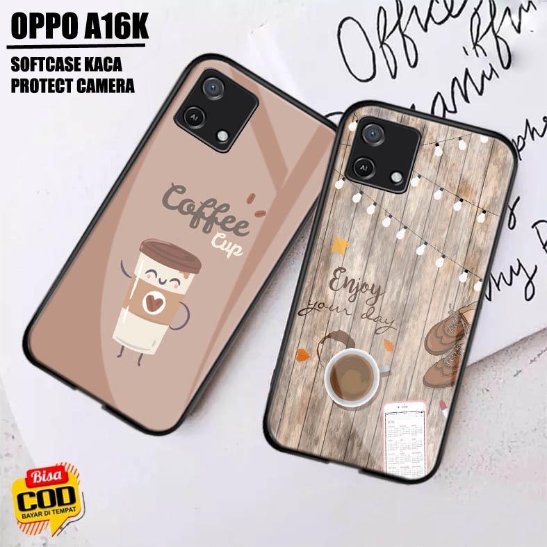 Softcase Glass Kaca Oppo A16K Oppo A16E - K03 - Case Hp Oppo A16K Oppo A16E - Casing Hp Oppo A16K Op