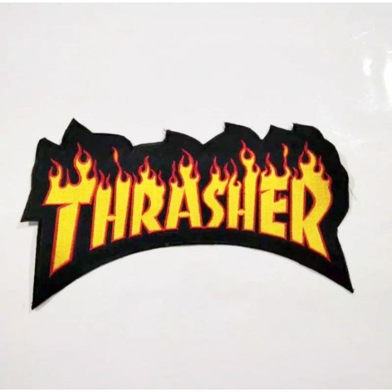 patch bordiran thrasher emblem jaket besar keren