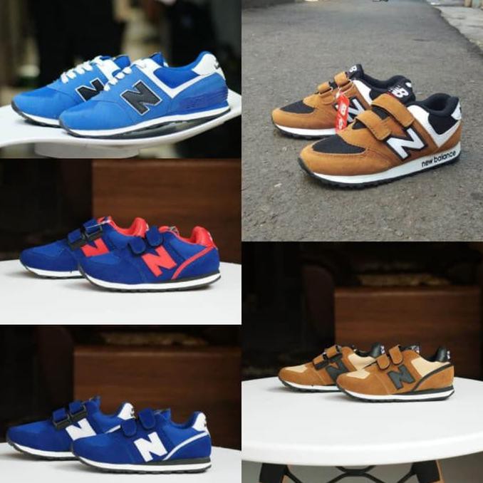NB anak Perekat size 28 - 32 sepatu pria dan wanita sneakers hitam
