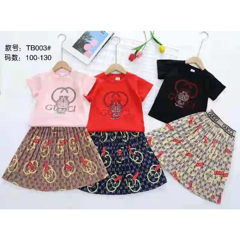 setelan anak perempuan import 4 - 7tahun//set rok plisket panjang selutut