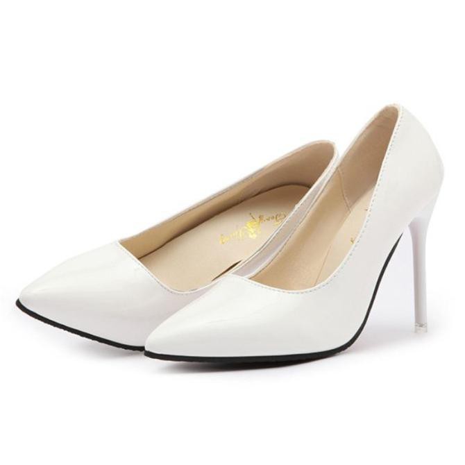 Jsh9588 Sepatu Heels 10Cm Pointed Toe Wanita Cantik Impor - Putih, 35 Conakryolshop