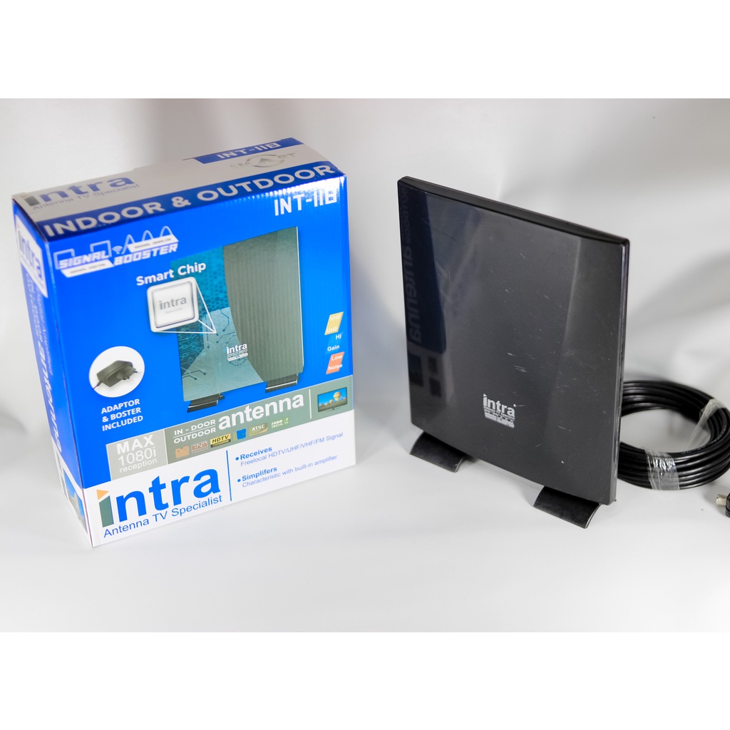 Antena Intra Int-119 bisa 2 tv Digital Outdoor dan Indoor TV LCD LED INT-118 118 119 untuk STB TV Receiver Free KAbel 10 meter