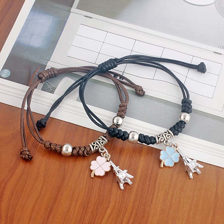 S162 Eropa dan Amerika baru tali kulit lilin tali adjustable anyaman Menara diy gelang bintang yang