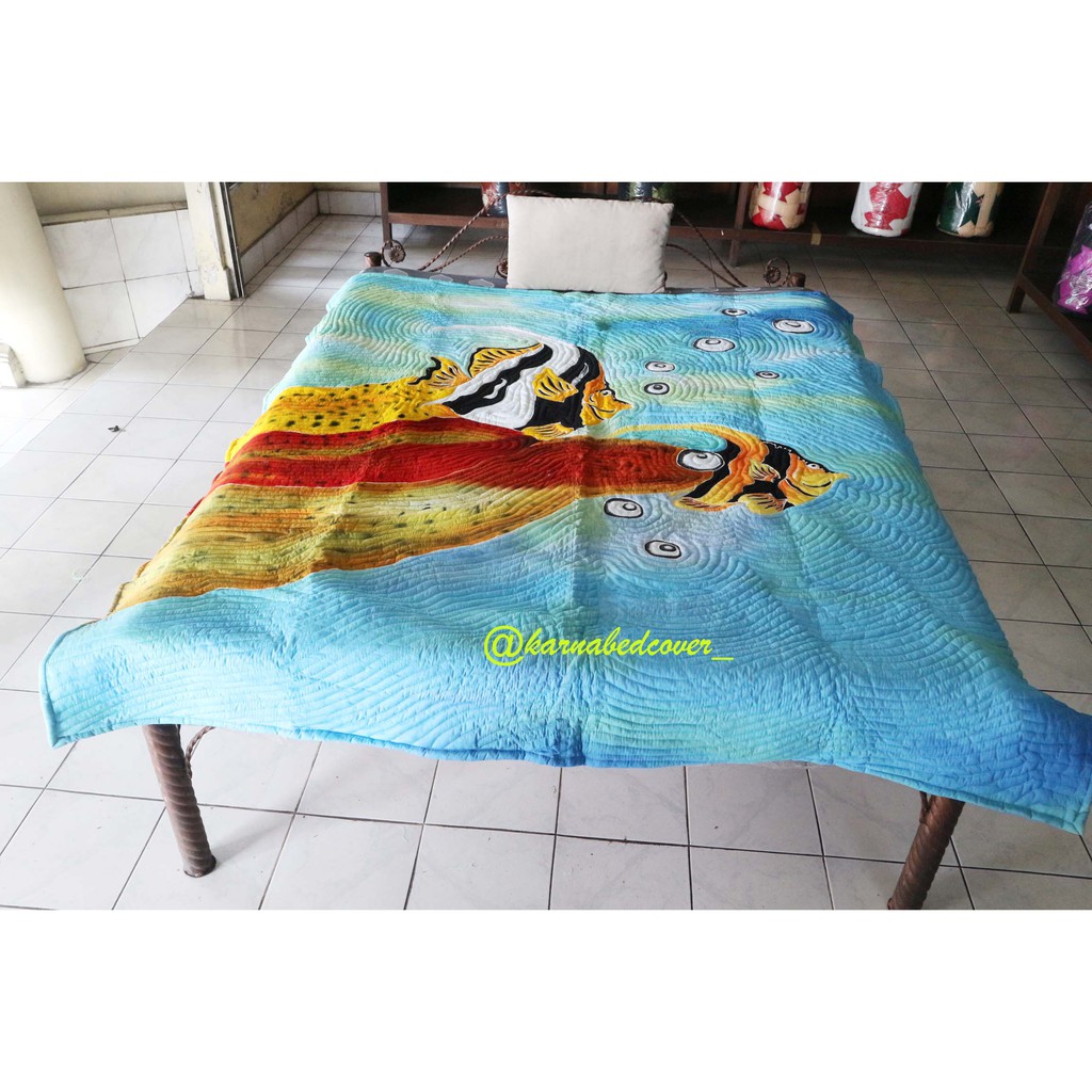 Bed Cover Batik Tulis Lukis Bali Murah Ukuran Double 200 X 235 Motif Ikan Hias Shopee Indonesia