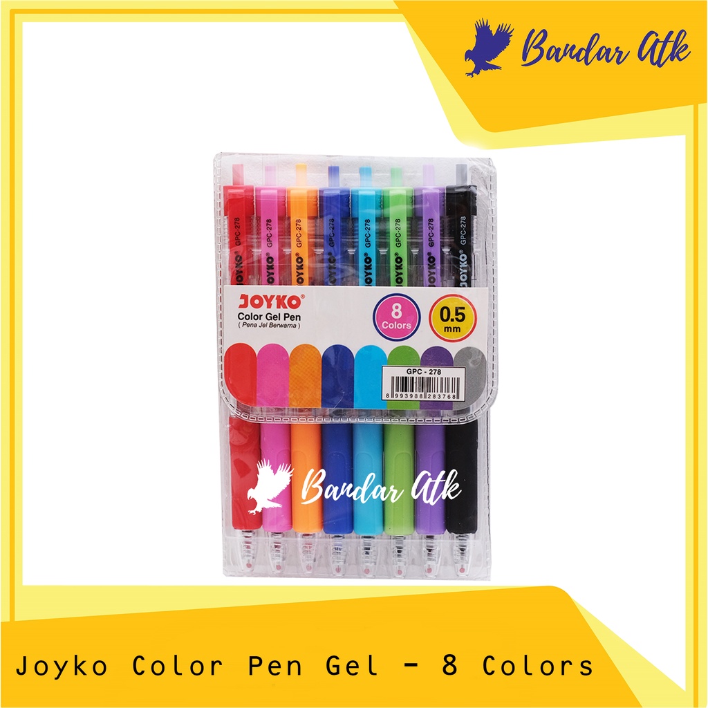 

JOYKO Color Gel Pen GPC-278 8 Color Pulpen Pena Warna [1 SET]