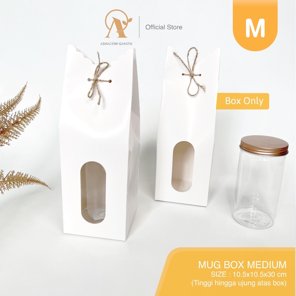 

Ashadewi Gayatri - Box Jar/ Mug / Jar selai souvenir ukuran 10.5 x 10.5 x 30 cm – Ivory White