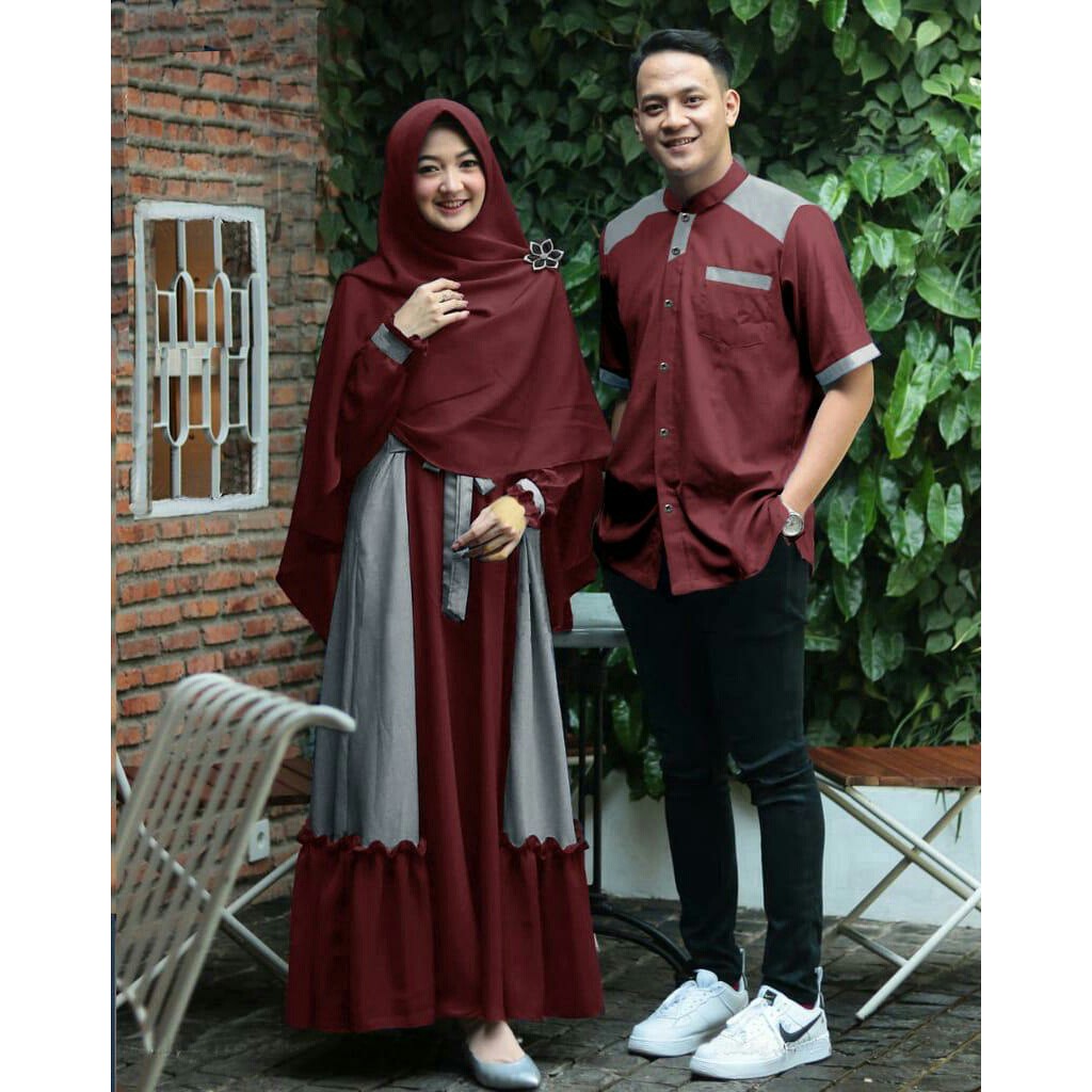 Couple Kajon &amp; Siroy + Bergo - Couple Muslim - Baju Muslim Cewek dan Cowok Terbaru