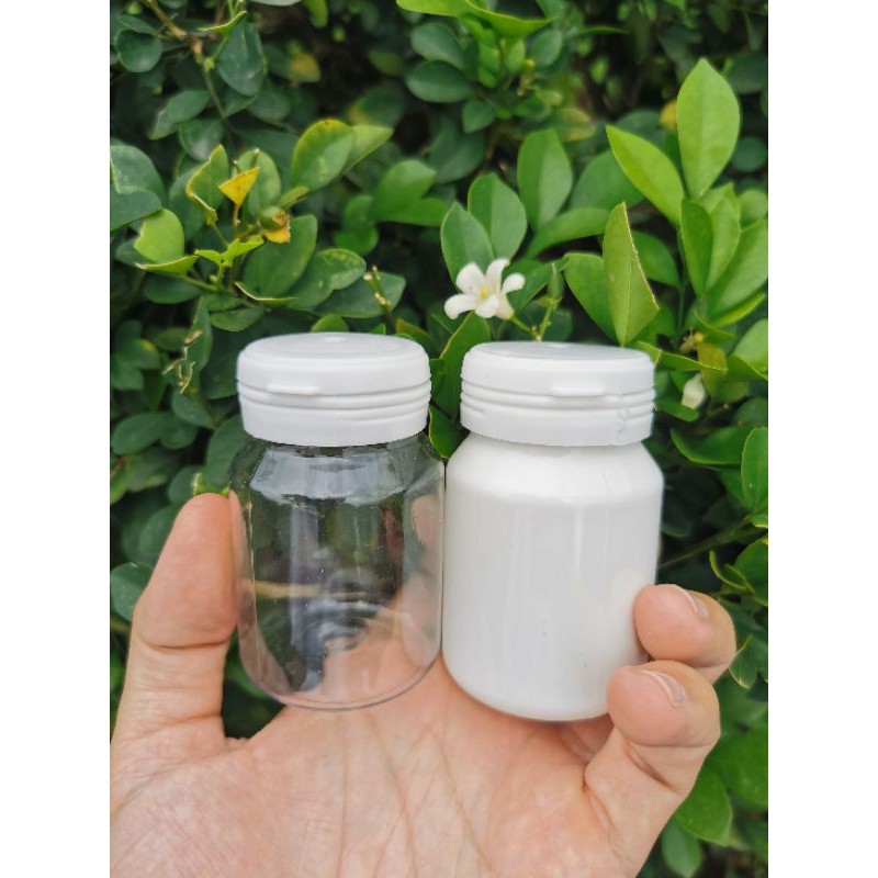 Botol PET plastik BULAT KOTAK 30 dan 60 herbal kapsul Vitamin obat tablet putih 60 ml 60ml 120 PET