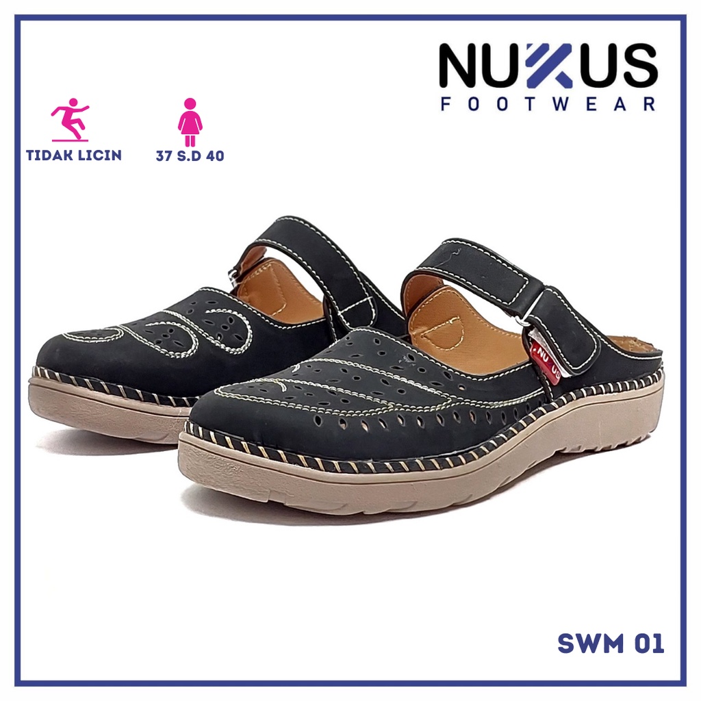 Nukus Sepatu Sandal Selop Wanita Hitam - SWM 01