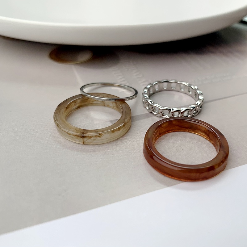 Four-piece Set Of Colored Glaze Rings Accessories Fashion Personality Simplicity