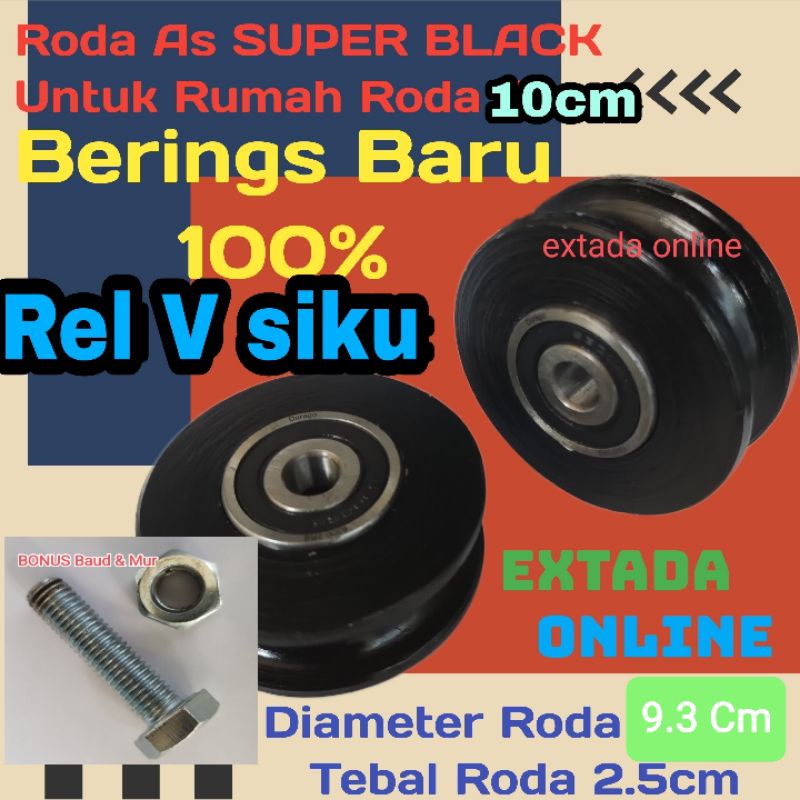 Roda bubut pintu pagar besi tanpa rumah Rel V siku untuk rumah roda 10cm