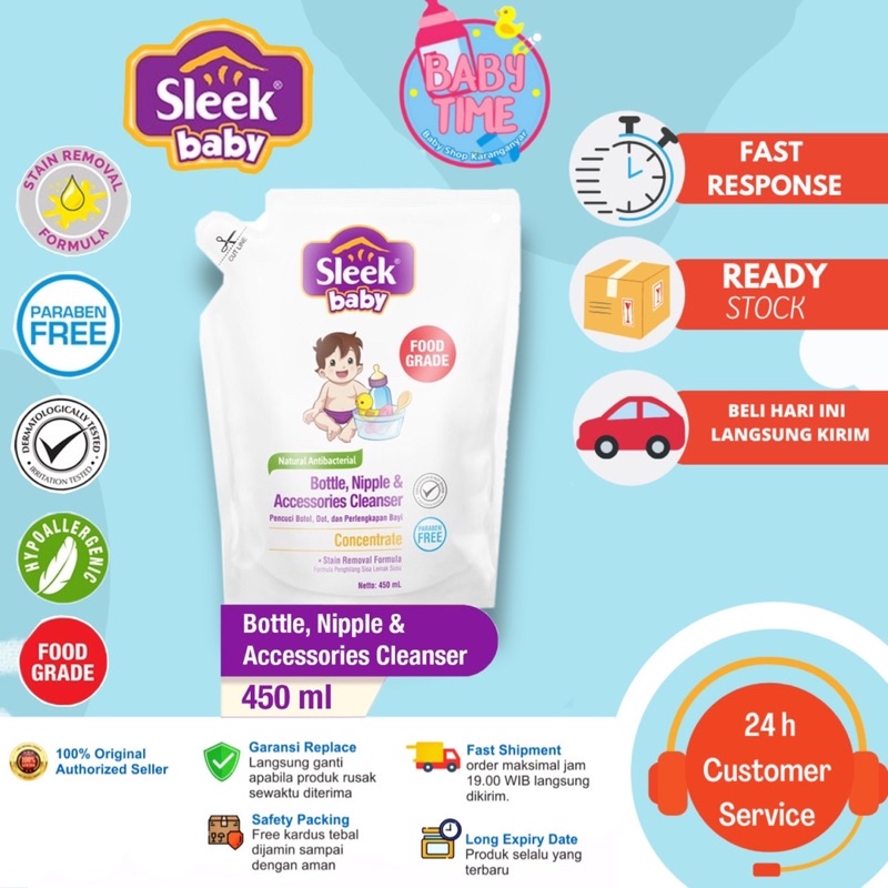 Sleek Bottle Nipple and Accesoris Cleanser 450ml/ Sabun pencuci botol dan peralatan bayi