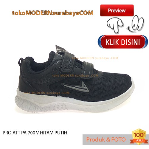 PRO ATT PA 700 V HITAM PUTIH sepatu anak sneakers velcro