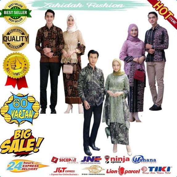 Baju Couple Batik Sarimbit Pasangan Keluarga Pesta Kondangan Modern Terbaru Set Seragam Kebaya Dress Kemeja Batik Suami Istri Family Brokat Murah