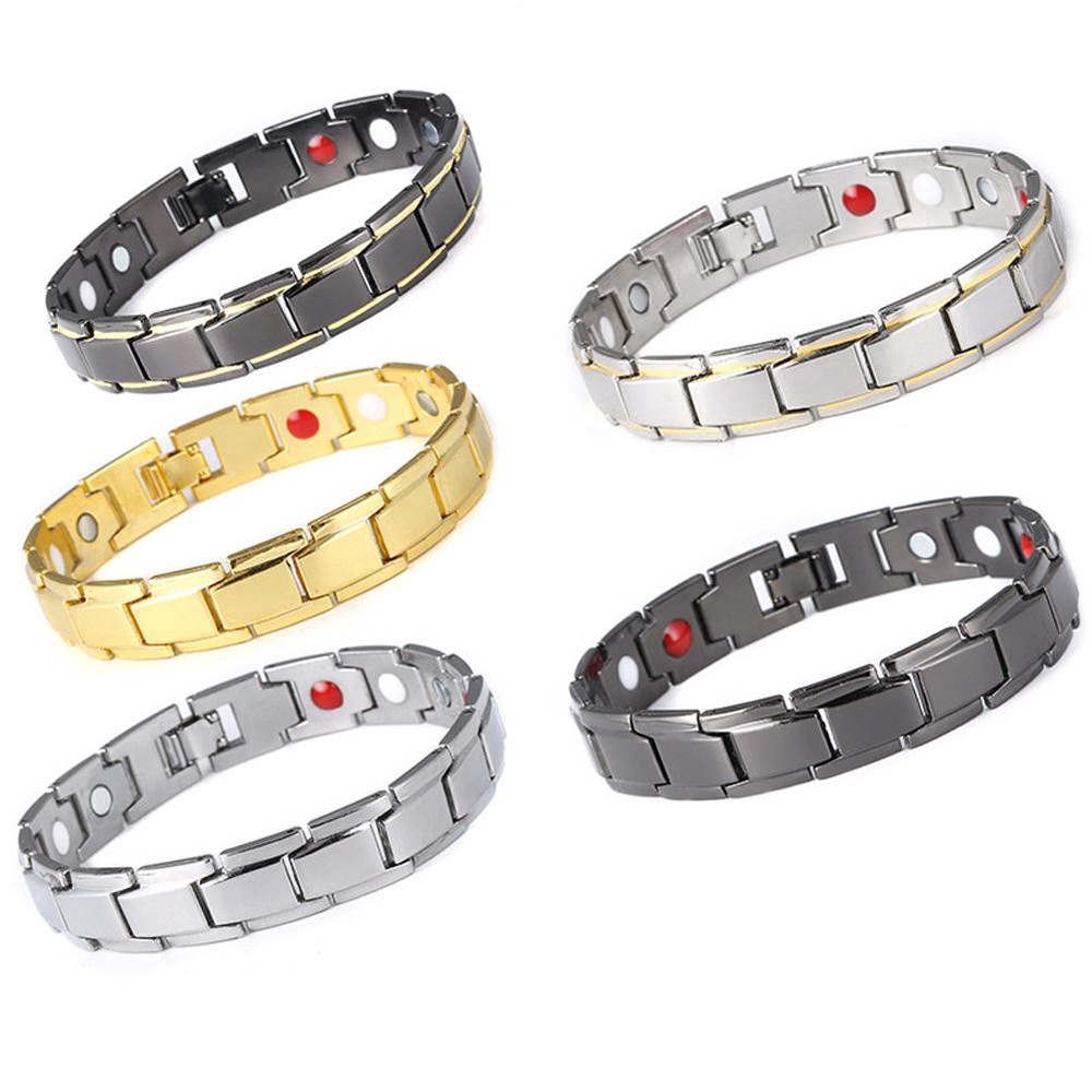 Fashion Pria Wanita Gelang Magnetik Terapi Energi Kesehatan Perhiasan Baja Titanium Bangle Perak Emas Hitam Bracelet