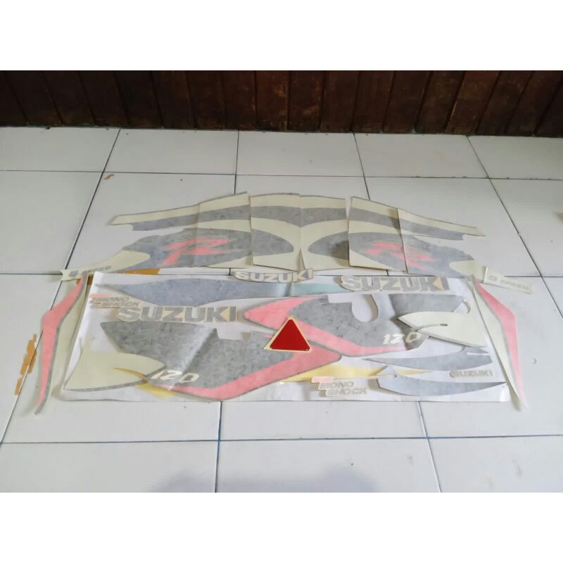 Stiker Striping Satria 120R 120 R Lumba Biru Putih Merah Silver Hitam Silver Original Suzuki