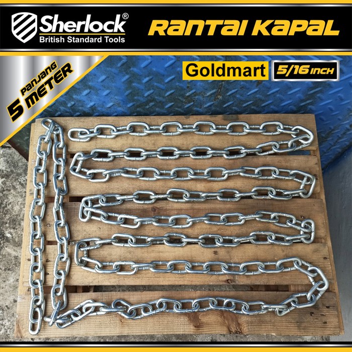 Rantai Besi / Kapal Galvanized 8 mm 5/16 inch Sherlock panjang 5 meter