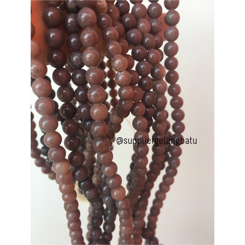 bahan gelang kalung batu Brown sand agate 6mm akik pasir coklat diy aksesoris craft beads supplier