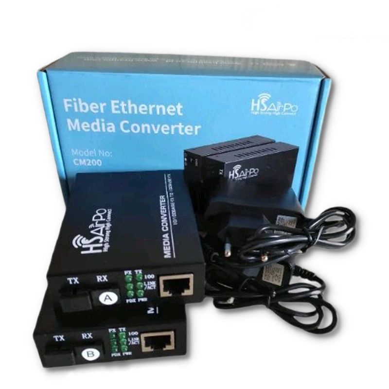 Converter LAN to FO HSAirpo CM200 10/100Mbps A/B - 1 pasang