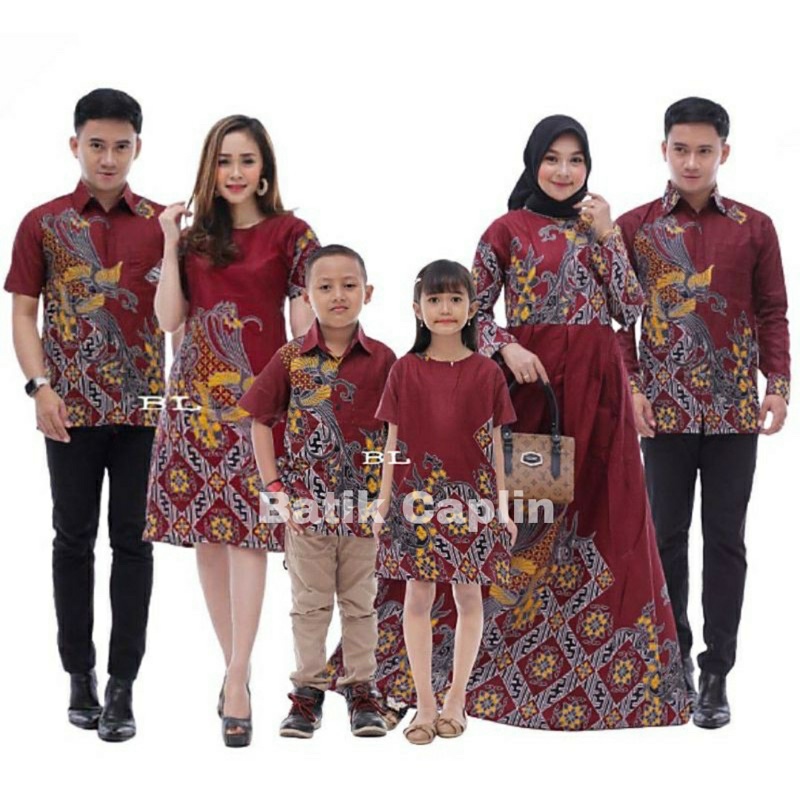 Batik Couple keluarga Sania Ruffle Ori ndoro jowi TERMURAH motif kenari maron