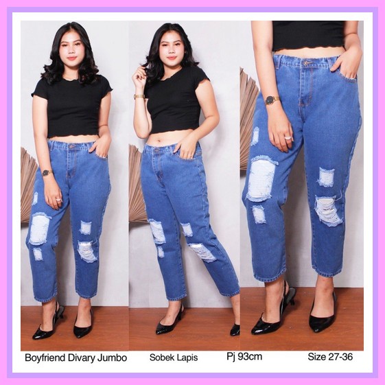 Celana Wanita Bawahan Jeans Highwaist Casual Celana Jins Tebal Kulot Levis  Dewasa Boyfriend Sobek L
