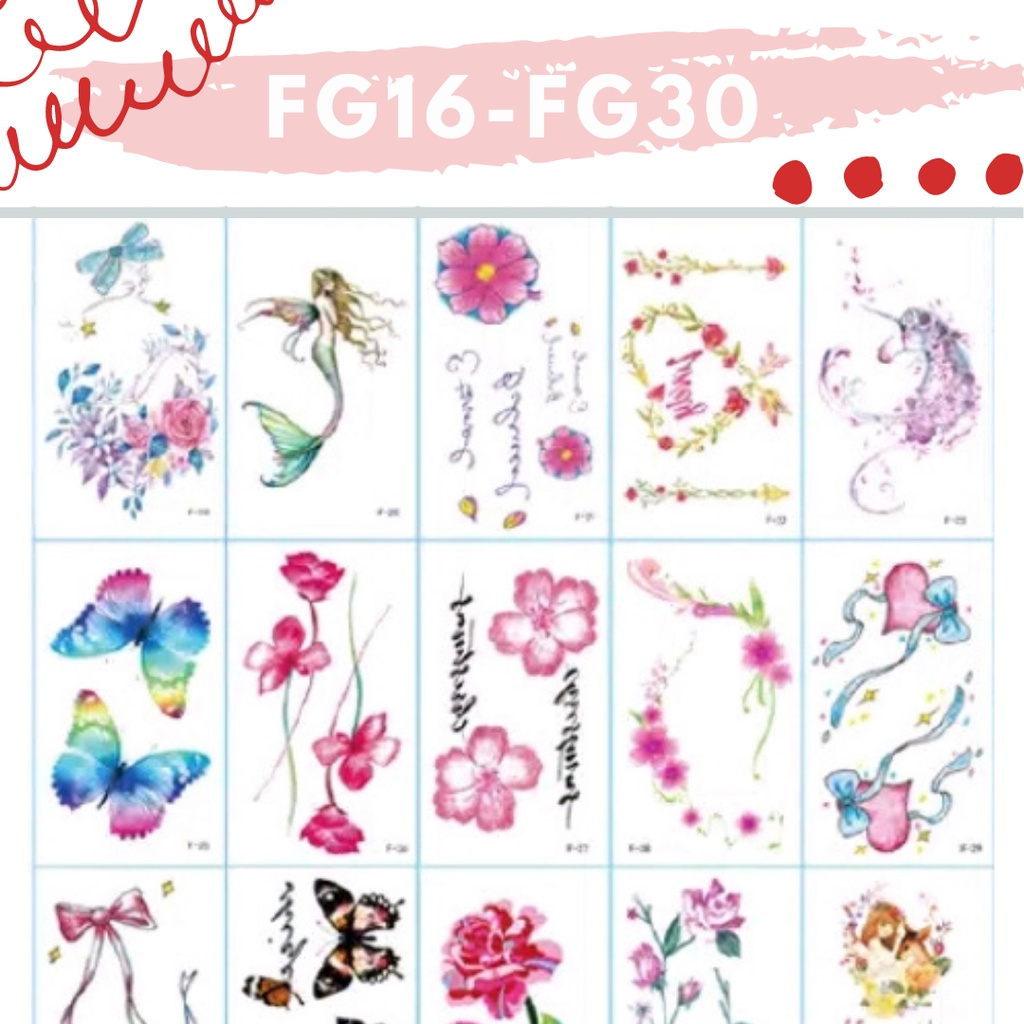 Stiker Tattoo kode FG16-FG30 | Tato Temporer | Waterproof