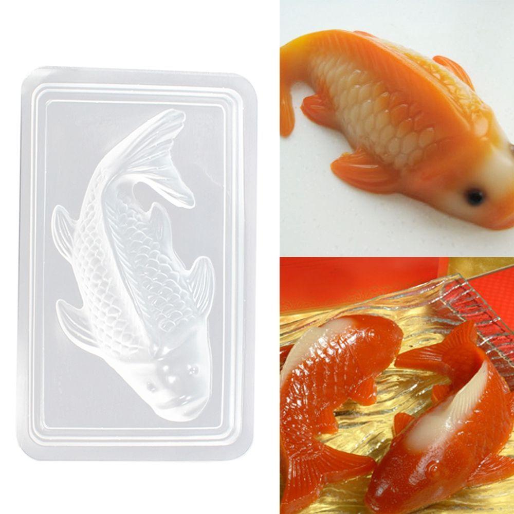 [Elegan] Baking Tools Plastik 3D Ikan Koi Handmade Sugarcraft Fondant DIY Cetakan Mold