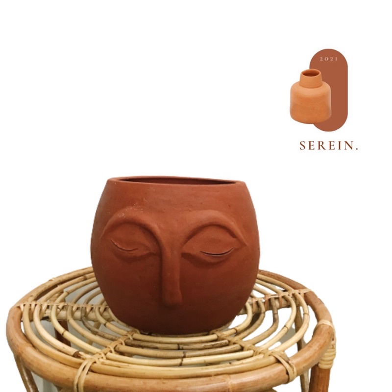 Pot Terakota Gerabah Wajah / Pot Terracota Tanah Liat