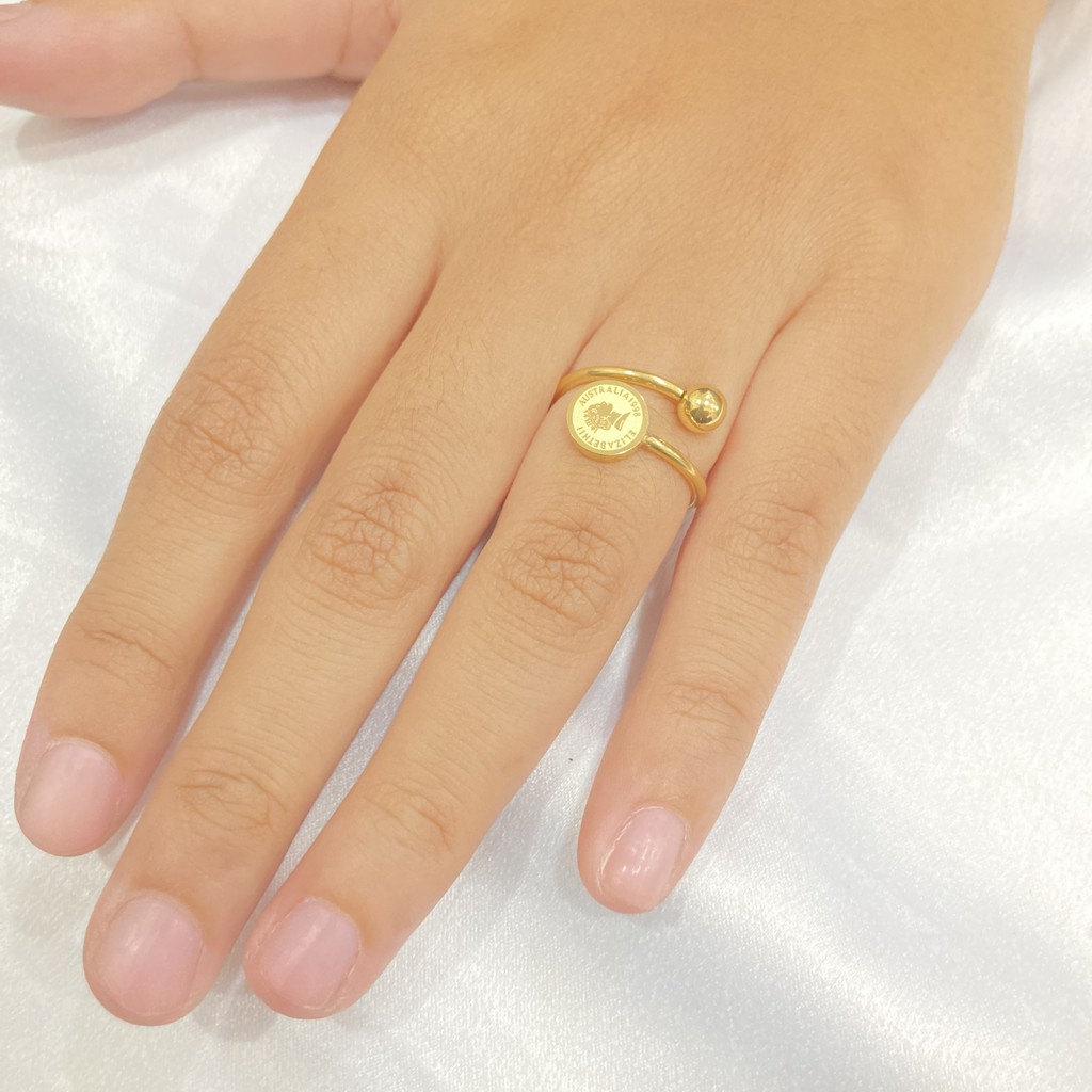 Cincin Titanium Wanita Pentol Koin Anti Karat Korean Style Aksesoris Perhiasan Wanita