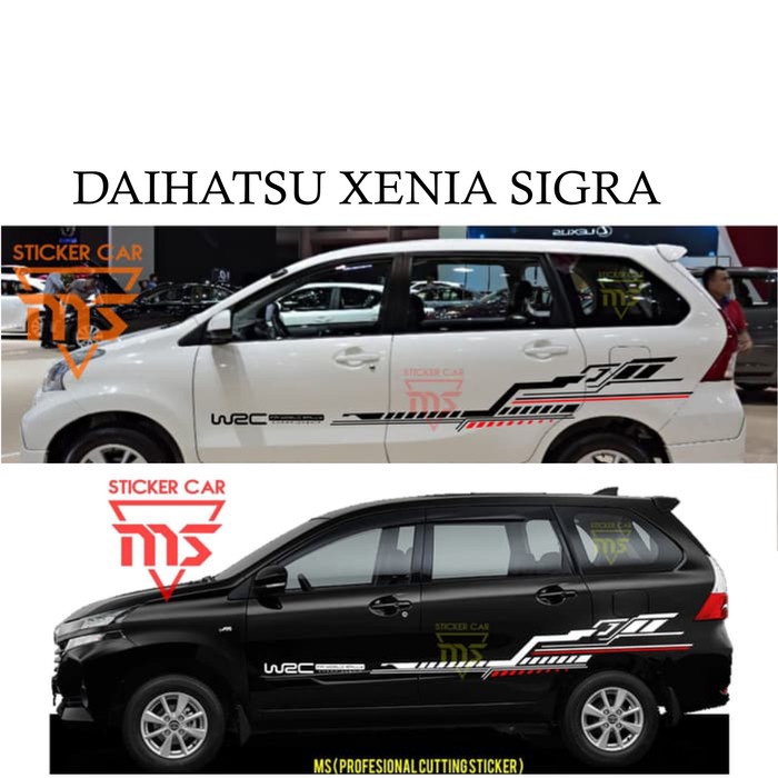 PS✨ stiker daihatsu sigra xenia striping mobil sticker cutting wrc - hitam-merah