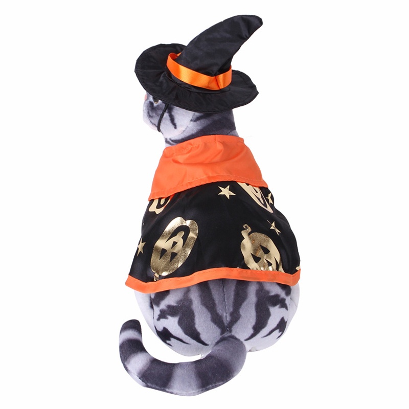 Kostum Halloween Jubah Penyihir Adjustable Untuk Kucing