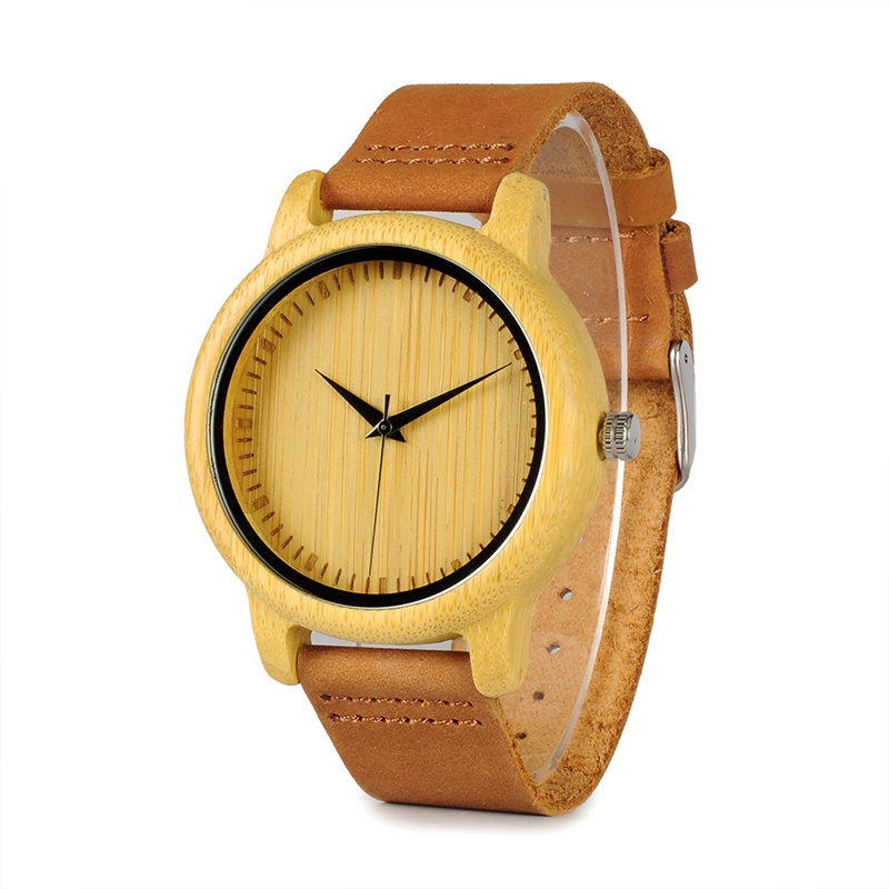 Jam Tangan Bambu Analog Wanita - A10 - Brown