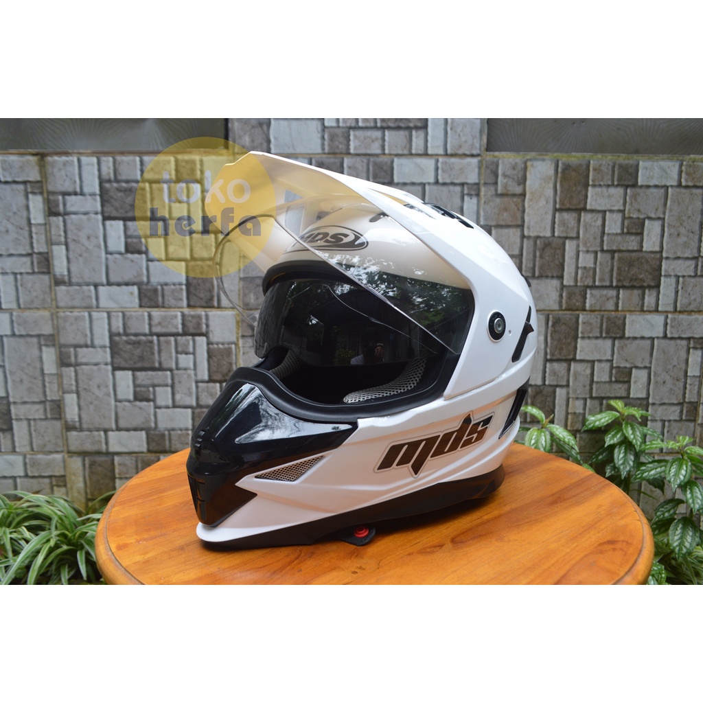 (JUAL MURAH) Helm MDS Super Pro Supermoto White - SECOND - MASIH MULUS