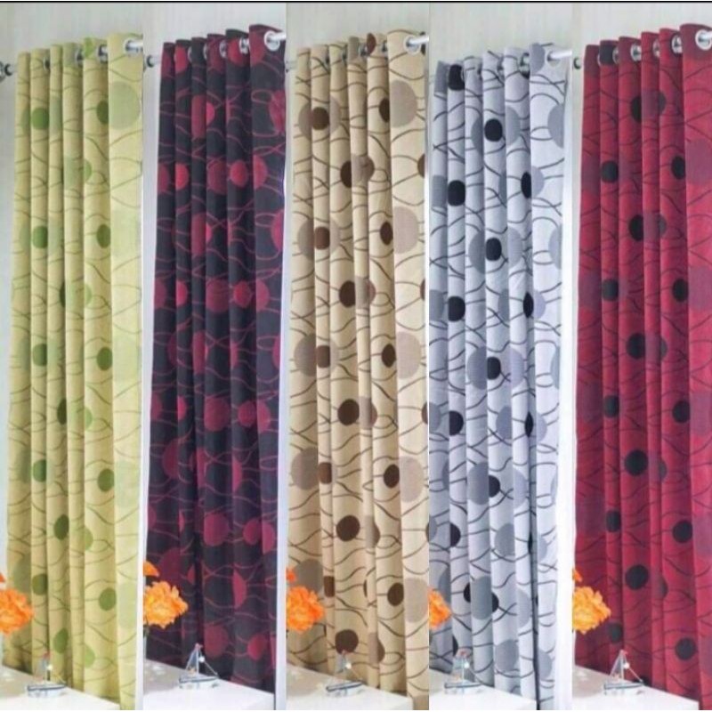 GORDEN BLACKOUT ACACIA MOTIF POLKADOT GORDEN JENDELA RUANG TAMU MINIMALIS