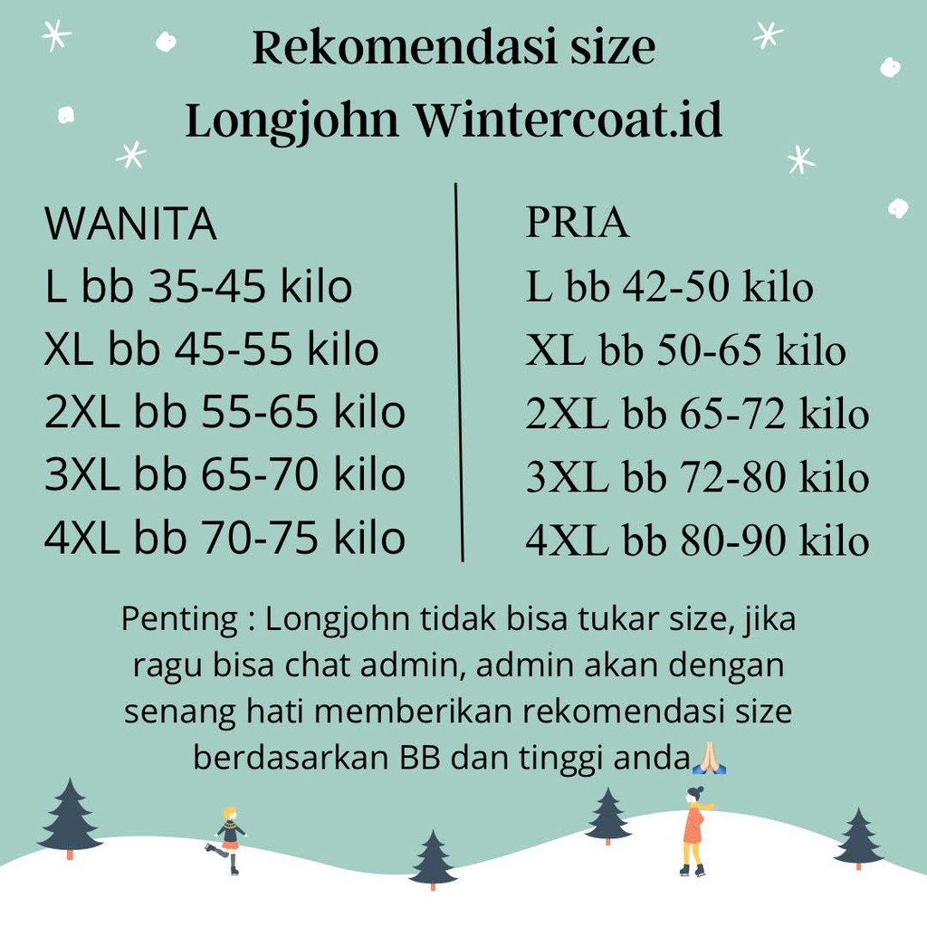 Premium 1 set Longjohn Winter Pria / Wanita thermal underwear long john musim dingin-1