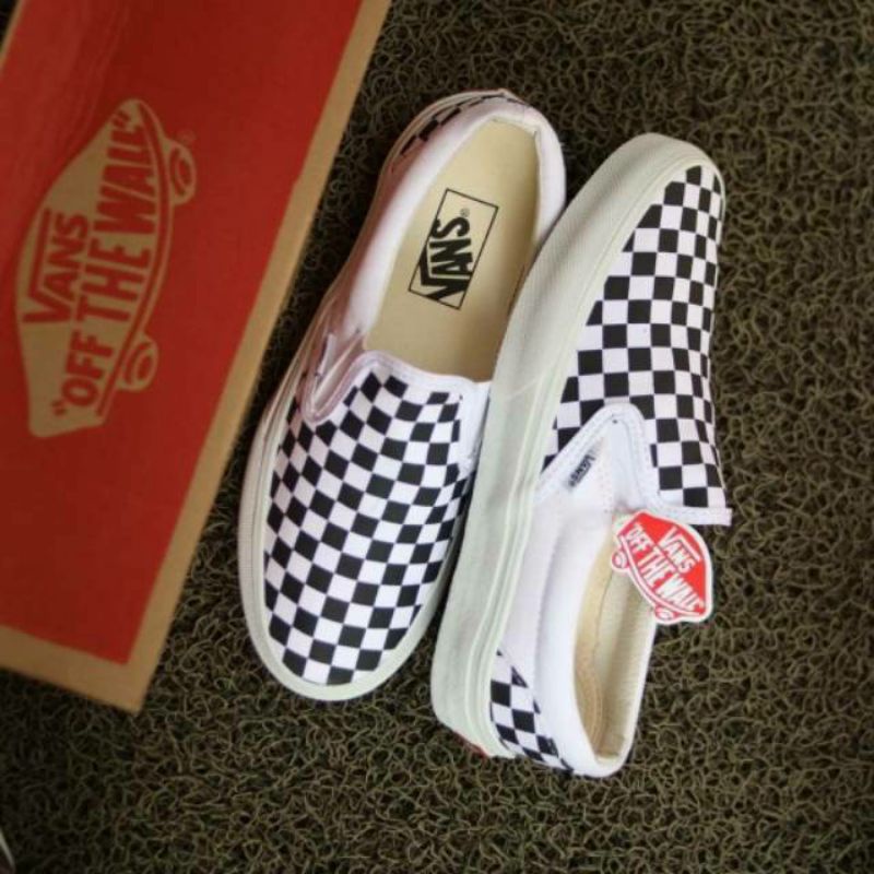 BERKUALITAS!! SEPATU VANS SLIP ON CHECKER BOARD PREMIUM