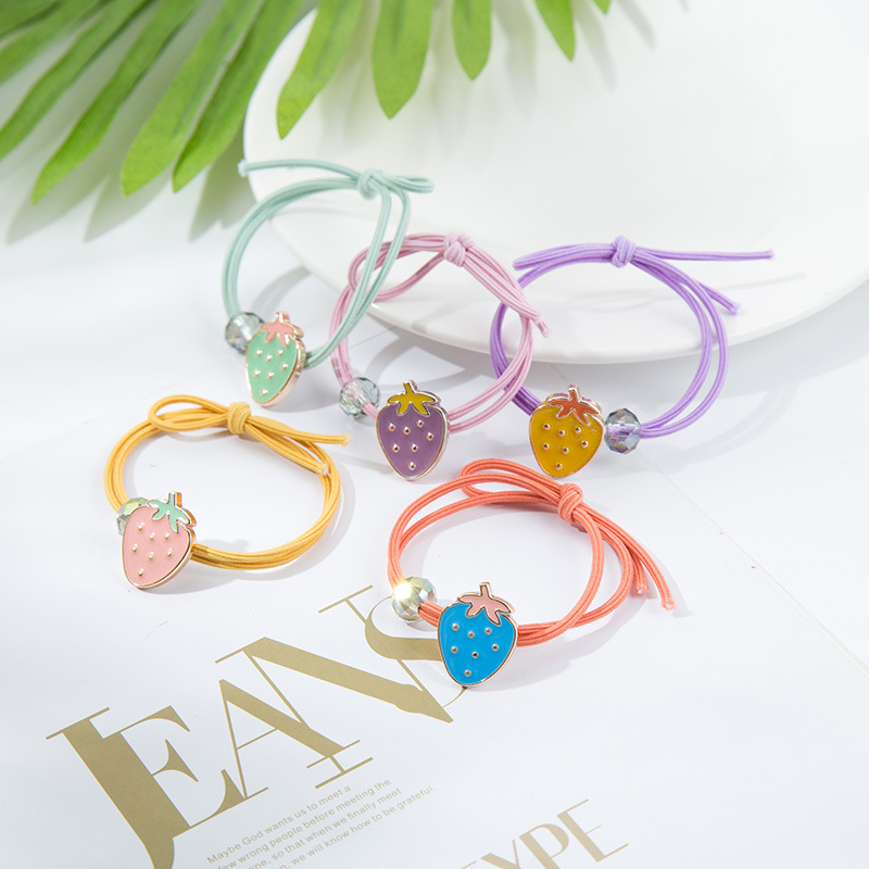 Cute Fruit Hair Tie Simple Round Bead High Elastic Rubber Band Hair Rope Hair Ring