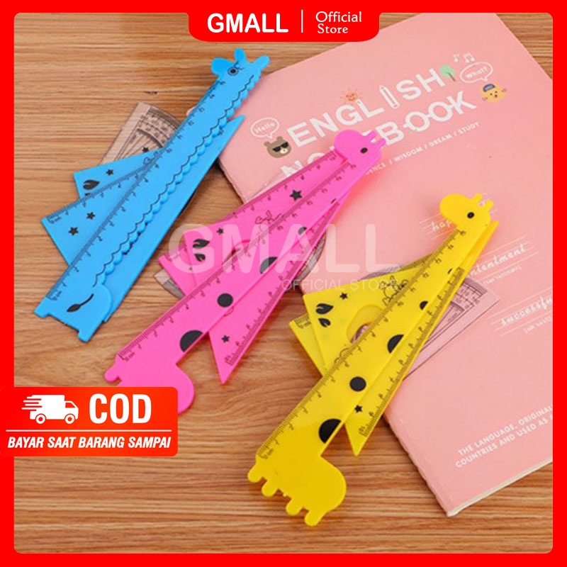 Penggaris Pengaris Plastik 15cm Set Isi 4 Stationary Stationery Alat Tulis Sekolah Kantor Karakter Lucu Unik Motif Jerapah GMALL ST0012