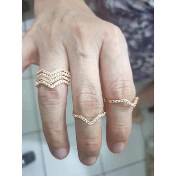 cincin ukuran kecil listring permata putih aurel emas asli 375 8k