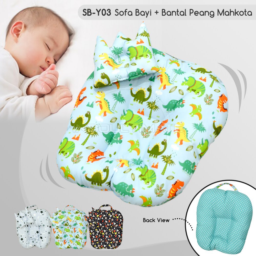 2in1 Bantal Sofa Bayi + Bantal Anti Peang Bayi Newborn Katun CVC SB-Y03 Bantal Sofa Duduk Bayi