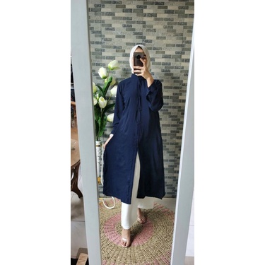 aluna tunik/tunik long/tunik full kancing/tunik crinkle/set tunik