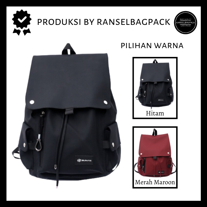 Tas Ransel Backpack Kanvas Laptop 14 inch Korea Kekinian Pria Wanita Cewek Cowok - RBP 006