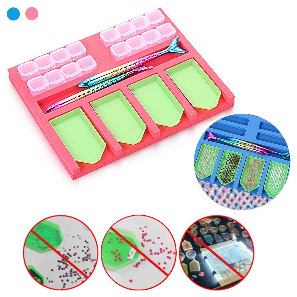 R-flower Diamond Painting Tray Holder Kotak Penyimpanan Bor Tanah Liat Multi-Boat Holder Diamond Painting Kits