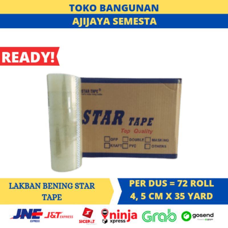 

GRATIS ONGKIR! Lakban Bening 1 Dus 72 Roll Merk Tape Star