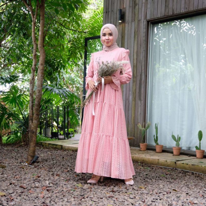 ꧁𓊈𒆜𝔢𝔩𝔦𝔷𝔦𝔞.𝔠𝔩𝔬 𒆜𓊉꧂ Outfit Gamis Syari Brukat Tile Mutiara Sabrina Mix Velvet Jumbo Tile Gamis Wanita Terbaru / Dress Wisuda/ Baju Muslim Wanita Terbaru /Gamis Tile Dotti/ Dress Gamis Seragam/Dress Bridsmaid/ Gamis Remaja-1