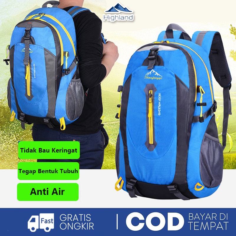 COD Highland Tas Ransel Gunung 40L Gunung Hiking Bag Outdoor Travel Backpack Waterproof IMPORT TR110